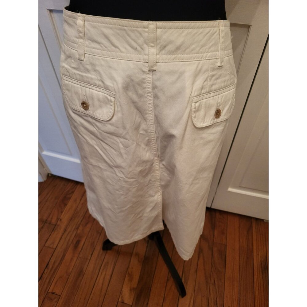 Lands End White Cotton Twill Pencil Skirt 14 Nautical Preppy Old Money Vacation - Picture 2 of 10